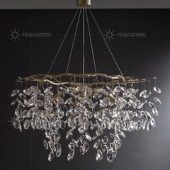 Đèn chùm phale, thiết kế hình tròn, kiểu lá cây, hạt phale trong cao cấp DC-1078