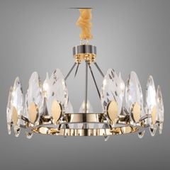 Đèn chùm phale, thiết kế kiểu tròn, thân kim loại si crome bóng, thẻ phale K9 cao cấp DC-2060
