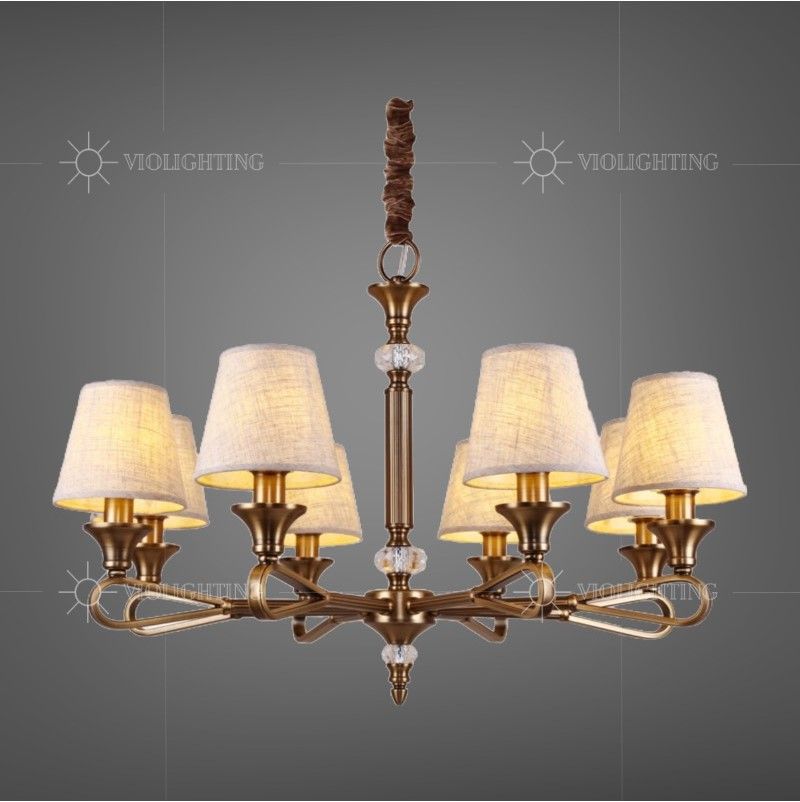 Đèn gắn trần phòng khách-bàn ăn, chao vải, phong cách vintage DC-2020