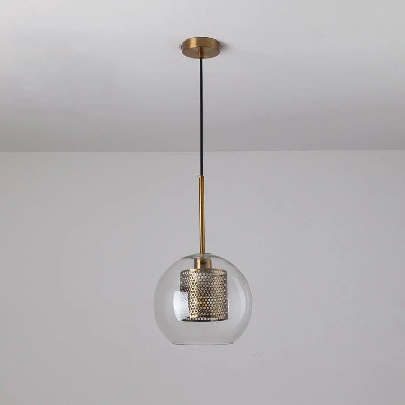 Đèn thả decor - quả cầu thủy tinh, phối lồng sắt sắt nghệ thuật TDC-184