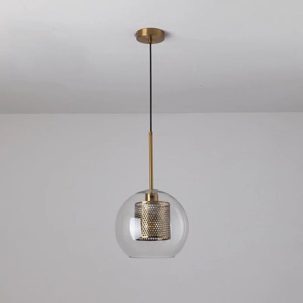 Đèn thả decor - quả cầu thủy tinh, phối lồng sắt sắt nghệ thuật TDC-184