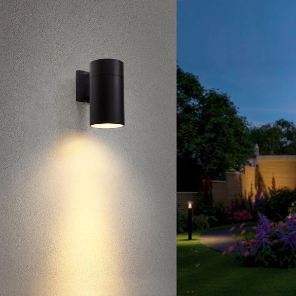 Đèn tường Led hiện đại ngoài trời  kiểu trụ màu đen, hắt 1 đầu VNT-369Đ