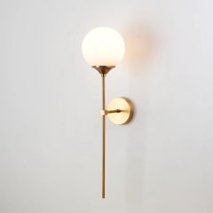 Đèn gắn tường decor, chao thủy tinh đục phối kim loại nghệ thuật VDC-590