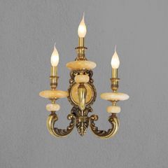 Đèn vách đồng nguyên chất thiết kế tay nến, chao đá cẩm thạch VD-189