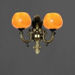 Đèn vách đồng nguyên chất thiết kế tay nến, chao đá cẩm thạch VD-196