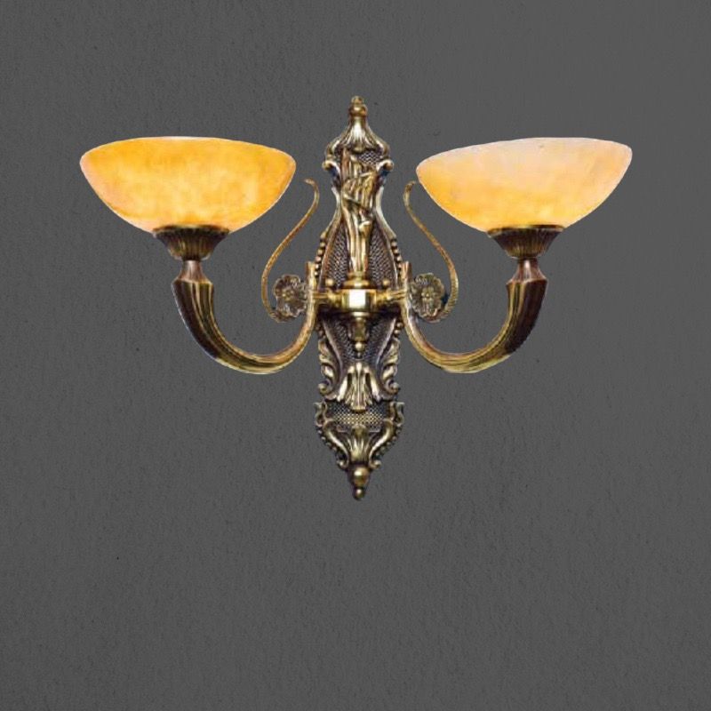 Đèn vách đồng nguyên chất thiết kế tay nến, chao đá cẩm thạch VD-197