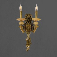 Đèn vách đồng nguyên chất thiết kế tay nến, chao đá cẩm thạch VD-204