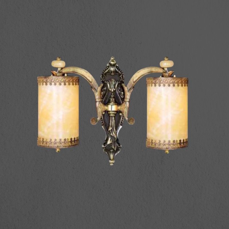 Đèn vách đồng nguyên chất thiết kế tay nến, chao đá cẩm thạch VD-206