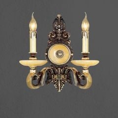 Đèn vách đồng nguyên chất thiết kế tay nến, chao đá cẩm thạch VD-213