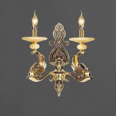 Đèn vách đồng nguyên chất thiết kế tay nến, chao đá cẩm thạch VD-217