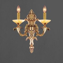 Đèn vách đồng nguyên chất thiết kế tay nến, chao đá cẩm thạch VD-218