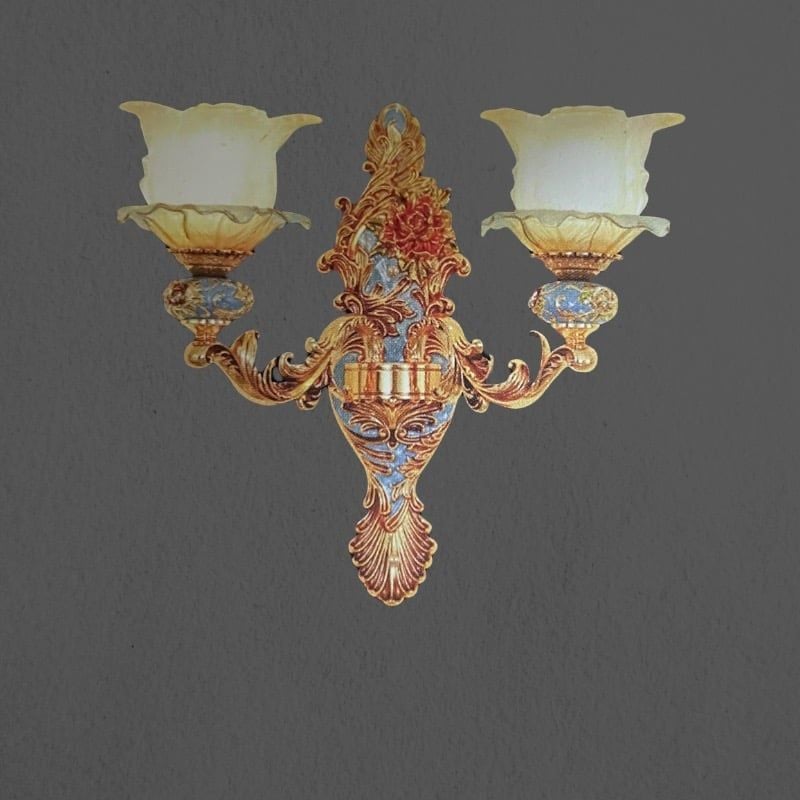 Đèn gắn tường cổ điển, chao thủy tinh cao cấp VCD-459