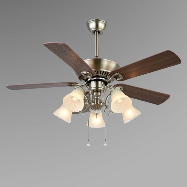 Quạt trần đèn, 5 cánh gỗ, thiết kế cổ điển QT-156