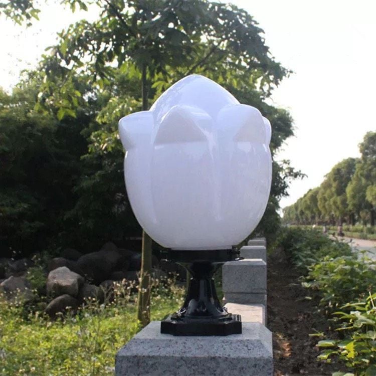 Đèn trụ cổng - hàng rào quả cầu nhựa, hình hoa sen DTC-71