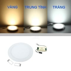 Đèn âm trần panel tròn mỏng 4wat-6wat-9wat-12wat-18wat đơn sắc, giá rẻ HT-light