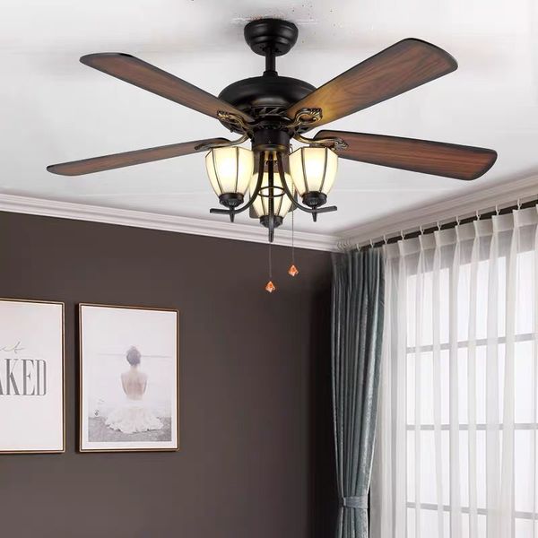 Quạt trần đèn, 5 cánh gỗ, thiết kế cổ điển QT-1573