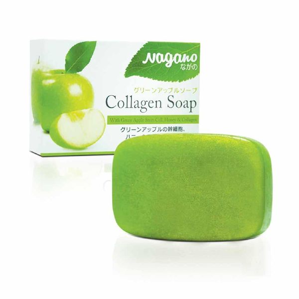 Xà bông rửa mặt chiết xuất táo xanh Collagen Nagano Collagen Soap 100g (hộp)