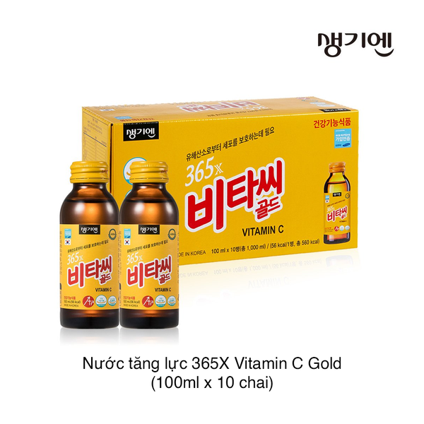 Nước tăng lực 365X Vitamin C Gold (100ml x 10 chai) (Hộp)