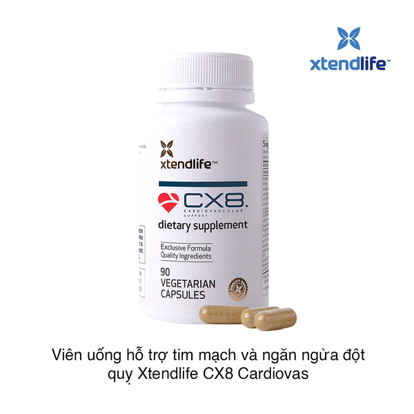 Viên uống hỗ trợ tim mạch và ngăn ngừa đột quỵ Xtendlife CX8 Cardiovascular Support Dietary Supplement (90 viên) (Hộp)