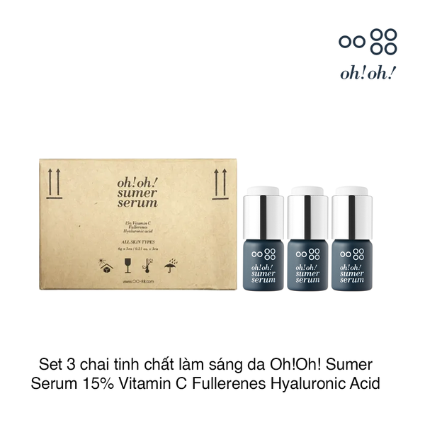 Tinh chất làm sáng da Oh!Oh! Sumer Serum 15% Vitamin C Fullerenes Hyaluronic Acid (6g x 3 chai)