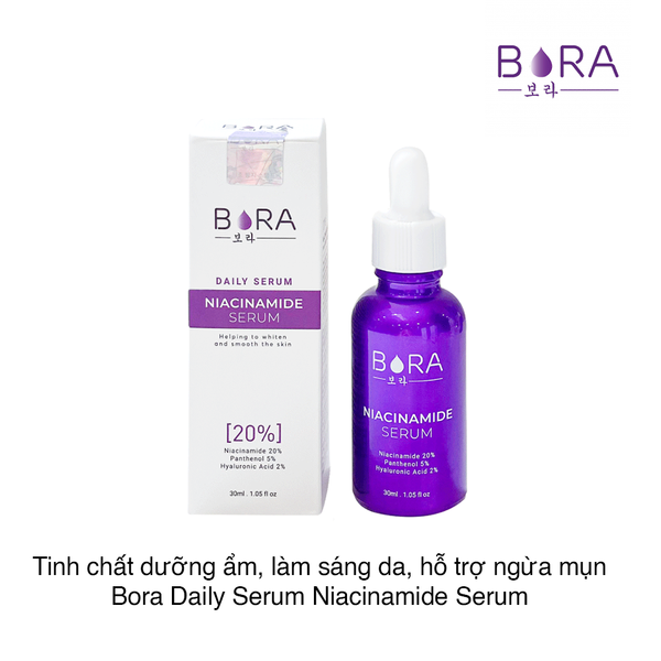 Tinh chất dưỡng ẩm, làm sáng da, hỗ trợ ngừa mụn Bora Daily Serum Niacinamide Serum 30ml