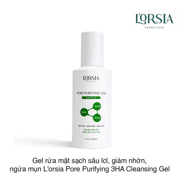 Gel rửa mặt sạch sâu lcl, giảm nhờn, ngừa mụn L'orsia Pore Purifying 3HA Cleansing Gel 200ml