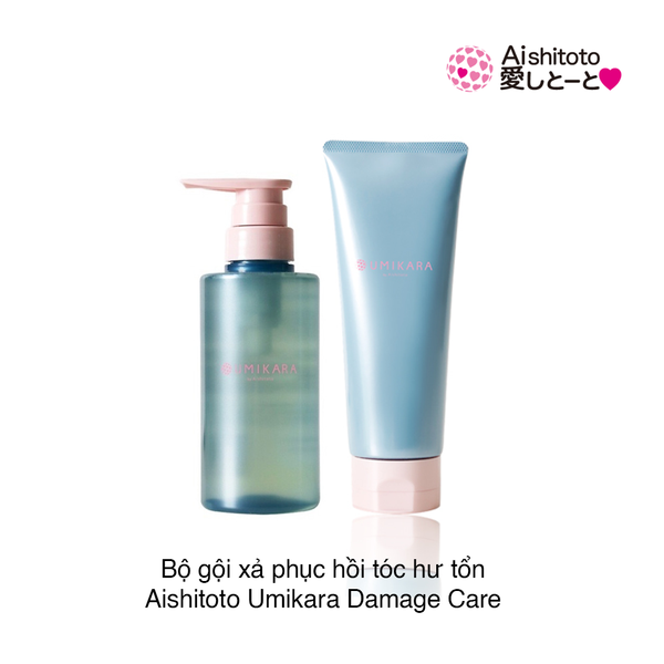 Bộ gội xả phục hồi tóc hư tổn Aishitoto Umikara Damage Care (400ml + 200g)