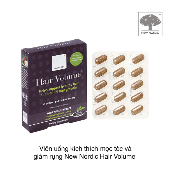 Viên uống kích thích mọc tóc và giảm rụng New Nordic Hair Volume 30v (Hộp)