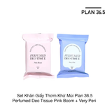 Set khăn giấy thơm khử mùi Plan 36.5 Perfumed Deo Tissue Pink Boom + Very Peri 15 miếng x 2 gói