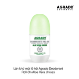 Lăn khử mùi lô hội Agrado Deodorant Roll-On Aloe Vera Unisex 50ml (Xanh lá) (Chai)