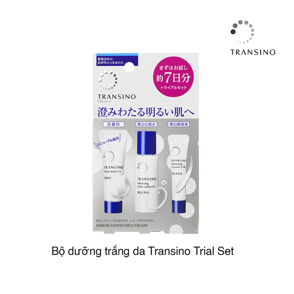 Bộ dưỡng trắng da Transino Trial Set (Sữa rửa mặt 10g + Nước hoa hồng 19ml + Tinh chất trắng da 5g) (Hộp)