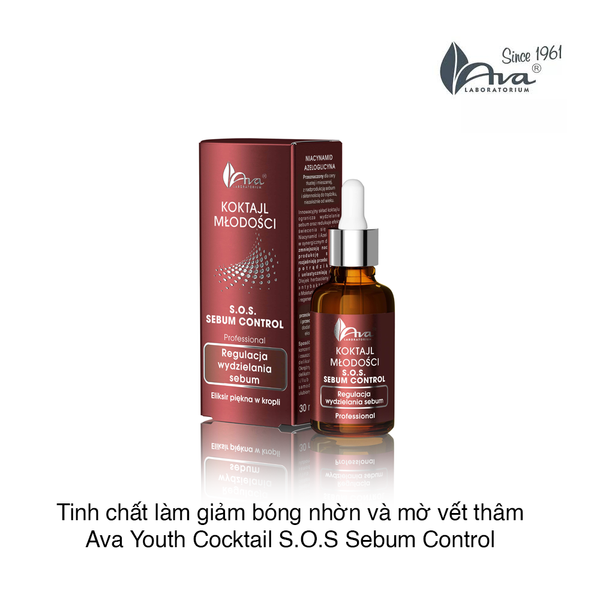 Tinh chất làm giảm bóng nhờn và mờ vết thâm Ava Youth Cocktail S.O.S Sebum Control 30ml (Hộp)