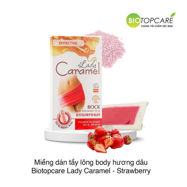 Miếng dán tẩy lông body hương dâu Biotopcare Lady Caramel - Strawberry