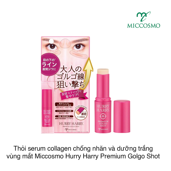 Thỏi serum collagen chống nhăn và dưỡng trắng vùng mắt Miccosmo Hurry Harry Premium Golgo Shot 3.4g