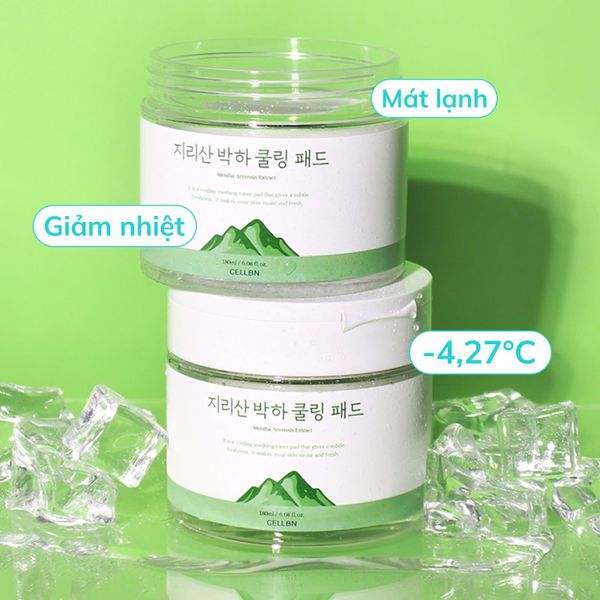 Toner dạng miếng giúp dịu da, kháng viêm, thu nhỏ lcl CELLBN Jirisan Mint Cooling Pad (70 miếng)