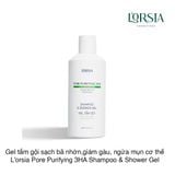 Gel tắm gội làm sạch bã nhờn, giảm gàu, ngừa mụn cơ thể L'orsia Pore Purifying 3HA Shampoo & Shower Gel 400ml