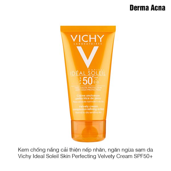 Kem chống nắng cải thiện nếp nhăn, ngăn ngừa sạm da Vichy Ideal Soleil Skin Perfecting Velvety Cream SPF50+