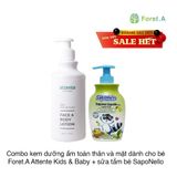COMBO Kem dưỡng ẩm toàn thân và mặt dành cho bé Foret.A Attente Kids & Baby Face & Body Lotion 400ml và sữa tắm bé SapoNello