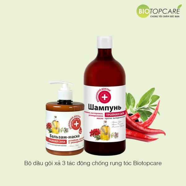 Bộ gội xả 3 tác động chống rụng tóc chiết xuất ngưu bàng và hương thảo Biotopcare Domashnij Doctor