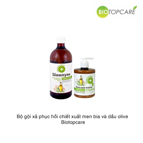 Bộ dầu gội xả phục hồi hư tổn tóc Biotopcare chiết xuất men bia và dầu olive