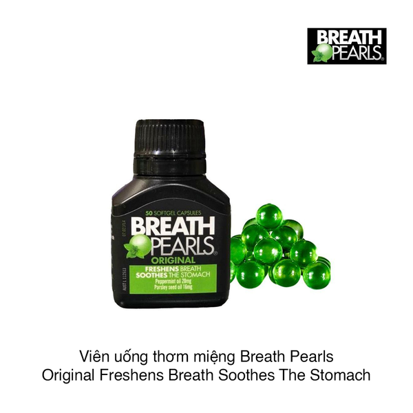 Viên uống thơm miệng Breath Pearls Original Freshens Breath Soothes The Stomach (50 viên)