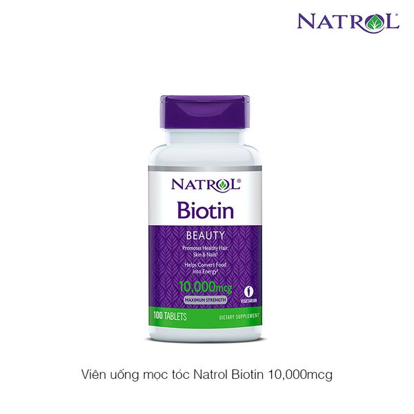 Viên uống mọc tóc Natrol Biotin 10,000mcg