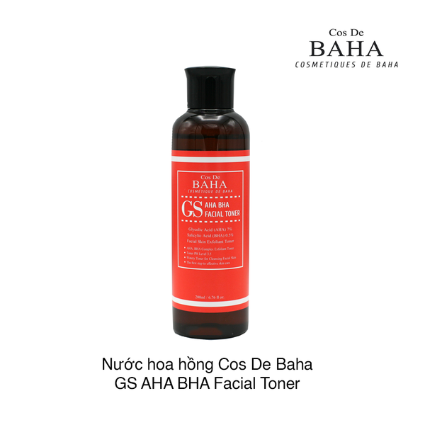 Nước hoa hồng Cos De Baha GS AHA BHA Facial Toner 200ml (Hộp)