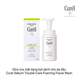 Sữa rửa mặt dạng bọt dành cho da dầu Curel Sebum Trouble Care Foaming Facial Wash 150ml (Hộp)