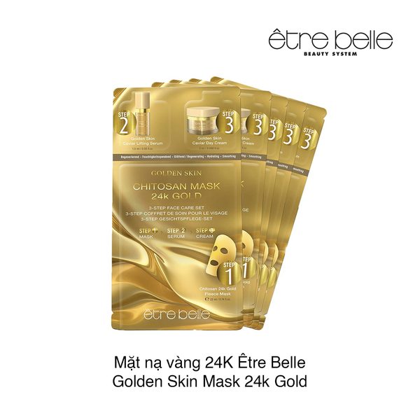 Mặt nạ 3 bước Gel vàng trẻ hóa da Etre Belle Golden Skin Chitosan Mask 24k Gold (Miếng)