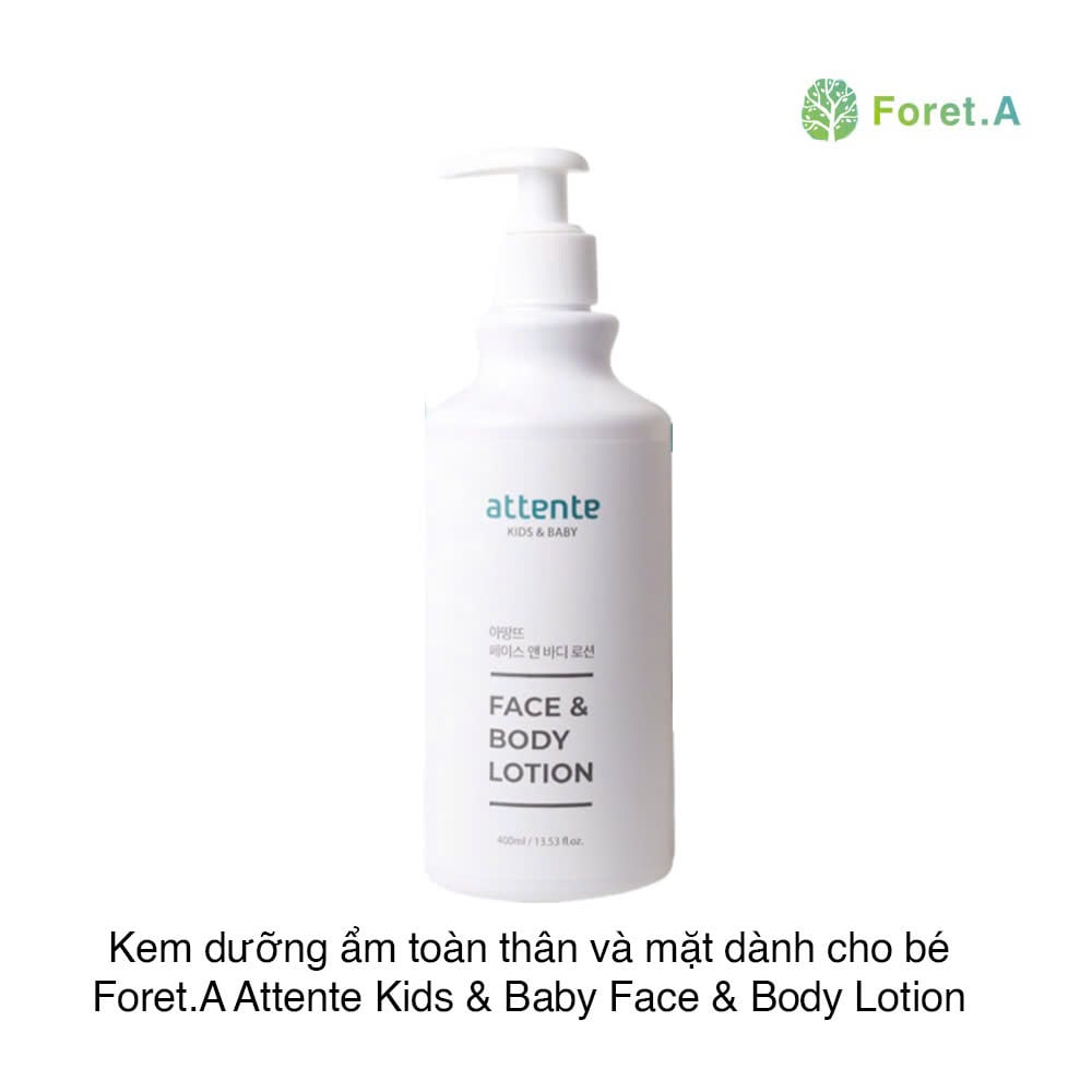 Kem dưỡng ẩm toàn thân và mặt dành cho bé Foret.A Attente Kids & Baby Face & Body Lotion 400ml