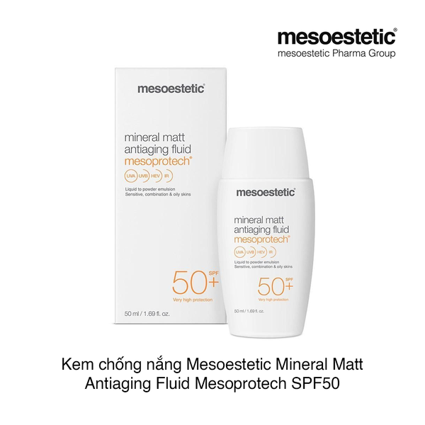 Kem chống nắng Mesoestetic Mineral Matt Antiaging Fluid Mesoprotech SPF50 50ml