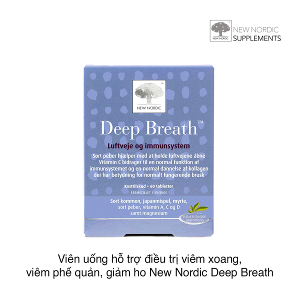 Viên uống hỗ trợ điều trị viêm xoang, viêm phế quản, giảm ho New Nordic Deep Breath