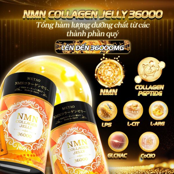 Thạch METAO NMN Collagen Jelly 36000  Trẻ Hóa Và Chống Lão Hóa Da