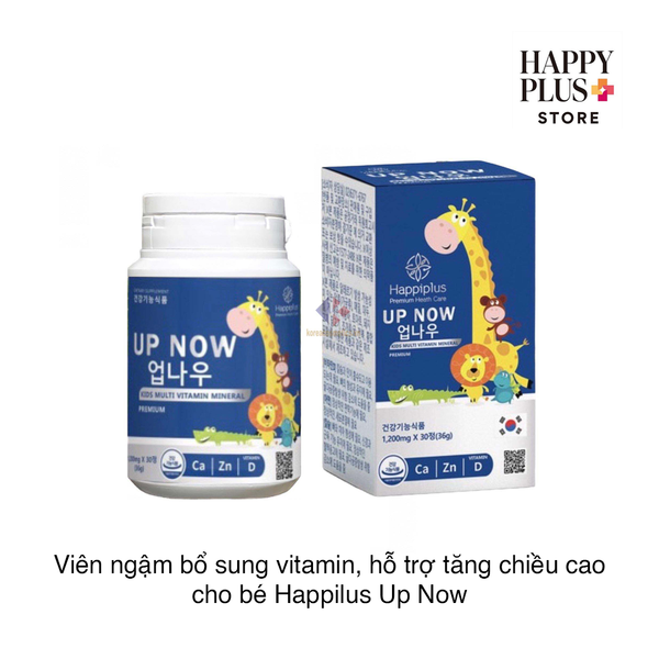 Viên ngậm bổ sung vitamin, hỗ trợ tăng chiều cao cho bé Happilus Up Now Kids Multi Vitamin Mineral Premium (1200mg x 60 viên)